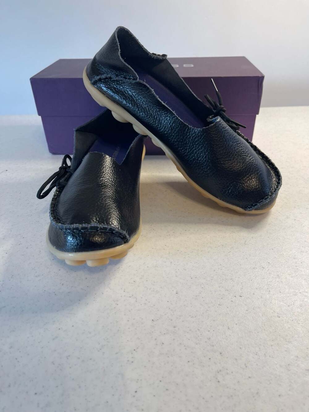 Empress Women's Black Leather Driving Moccasin Loafers Size 41 AU 10 US